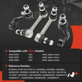 A-Premium Set of 4, Front & Rear Sway Bar Links Stabilizer Bar Links Kit, Compatible with Infiniti G35 2004 2005 2006, AWD