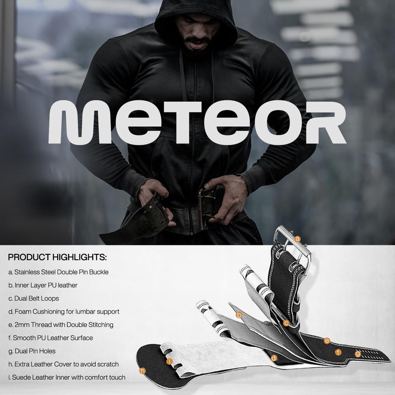 Meteor PU Leather Weightlifting Belt - Self-Locking for Enhanced Support