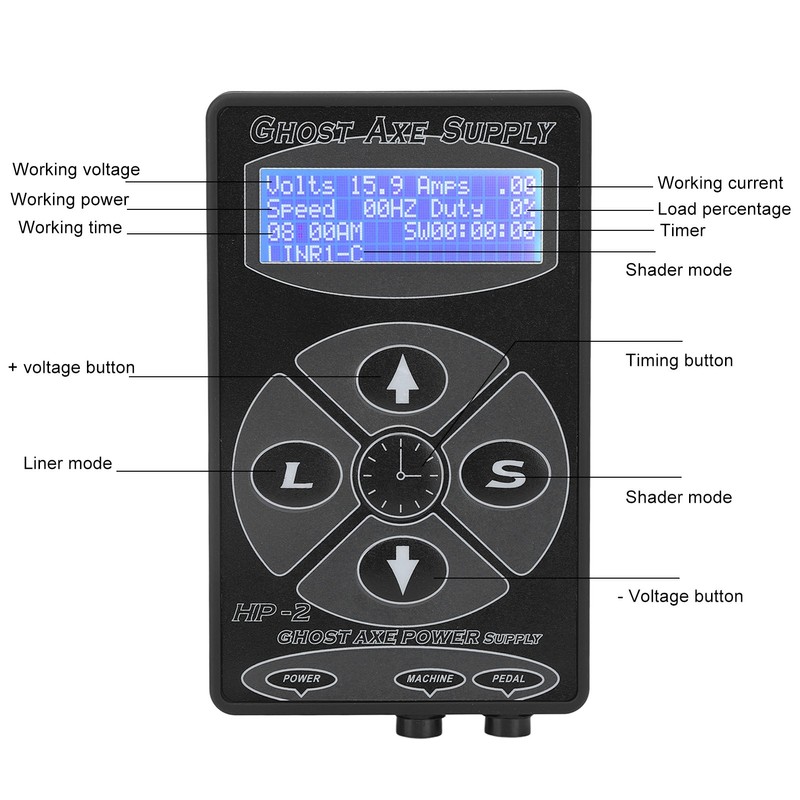 Tattoo Power Supply LCD Screen 2 Pedal Modes Timing Good
