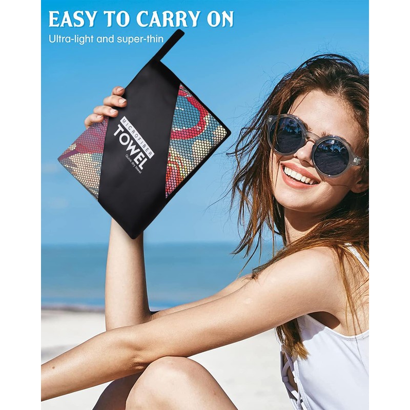 YISUMEI Microfibre Beach Towel Printed with Summer Flamingos, Soft, Lightweight,