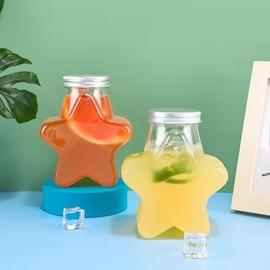WLngtv 1Pc 500ml Star Shaped Plastic Jars Paper Stars Jars Paper Star Storage Valentine's Day Party Favor Bottles Empty Containers with Lids, Refillable Containers