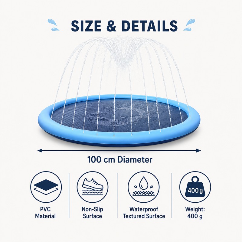 100cm / 150cm Water Splash Pad Sprinkler Mat – Thickened