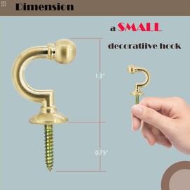 Arnorx Curtain Tie-Backs Hooks,Tassel Hooks,Window Drapery Tieback Hooks, Clothes, Coat, Hat and Towel Hooks, 2 PCS, Wall Mounted，Brushed Brass