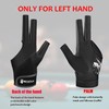 YFY Billiard Pool Gloves for Left Hand 3 Finger, Splicing