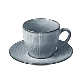 Broste Copenhagen 14533134 Nordic Sea Cup and Saucer, Stoneware, Blue