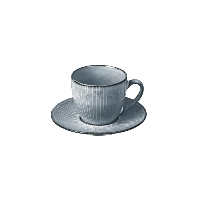 Broste Copenhagen 14533134 Nordic Sea Cup and Saucer, Stoneware, Blue