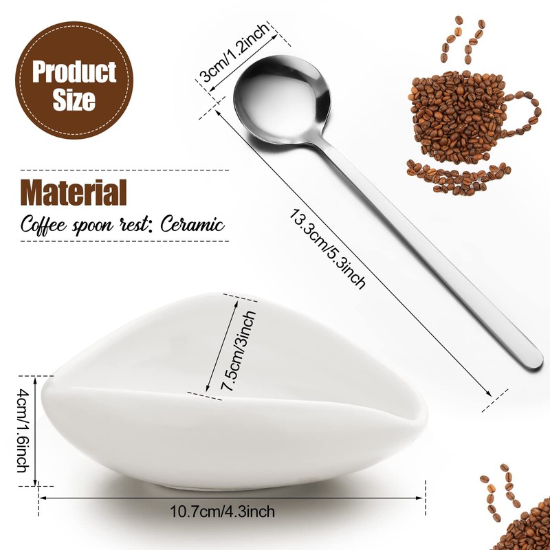 4 Pieces Coffee Spoon Rest and Spoon Small Teaspoon Holder