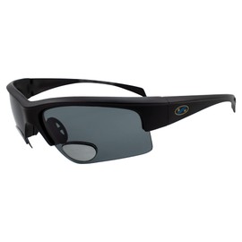 BluWater Bifocal 2 Series Polarized Sunglasses, 2.5 Lens Magnification, Smoke Lens, Matte Black Frame