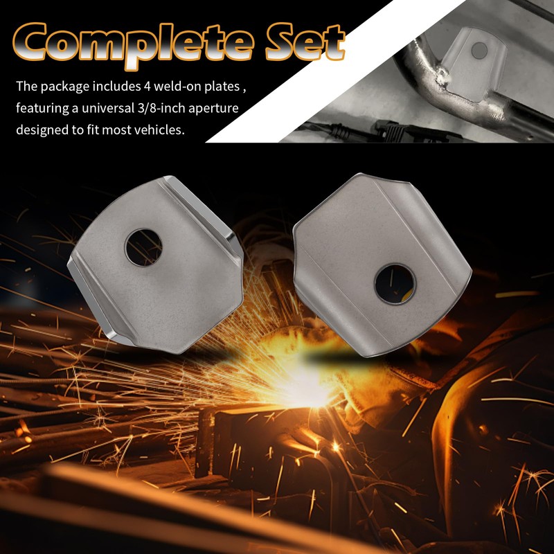 4PCS Weld on Tabs Kit,3/8" Hole Metal Weld Tabs
