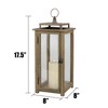 Stonebriar 18 Inch Rustic Wooden Candle Hurricane Lantern, For Table