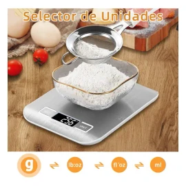 Báscula Digital Gitifo Cocina Acero Inoxidable 10kg USB/AAA y Unidades Multiples