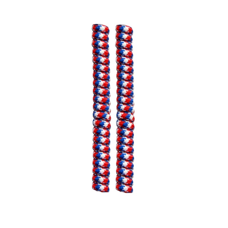 FeetPeople Curly Shoelaces, 1 Pair, Red/White/Blue