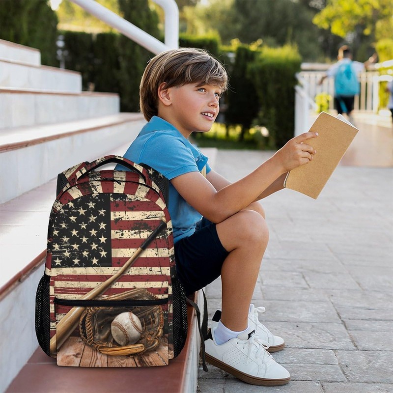 PAKKITOP Boys Backpack Baseball Backpacks for Kids Teens Baseball Lovers,