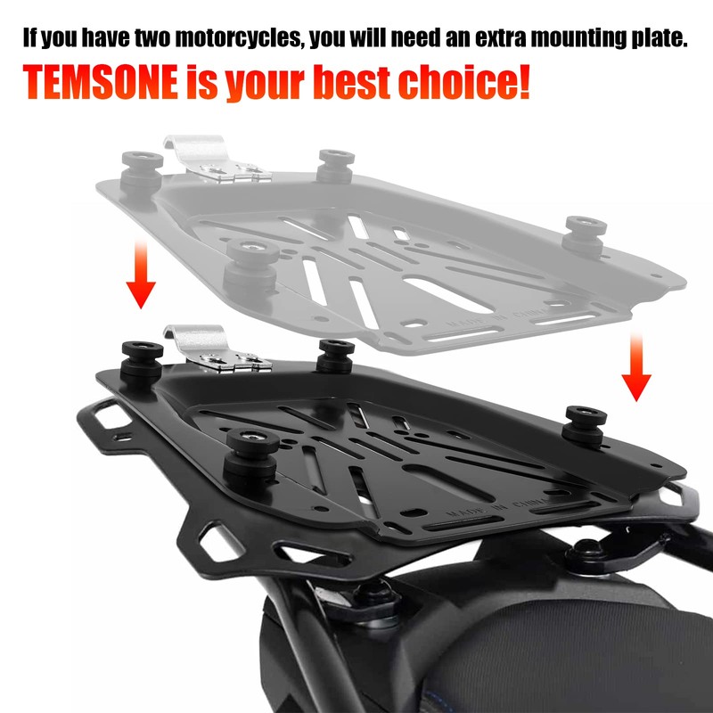 TEMSONE Universal Motorcycle Top Case Mounting Plate with Hardware