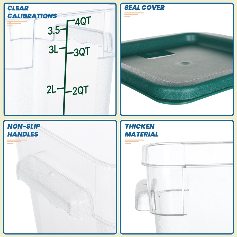 BIEAMA 4 Pack Food Storage Containers with Lids, 4 Quart