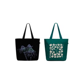 Eco Right Women's Canvas Bag, Shopper Large Beach Bag with Zip, Shopping Bag, Tote Bag, Perfectly Pachy & Night Garden, Unit size, Utility