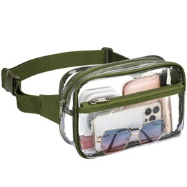 Veckle Clear Fanny Pack - Stadium Approved Clear Belt Bag for Women Large Transparent Waist Bag Crossbody with Adjustable Strap for Sports Events, Concerts, Green