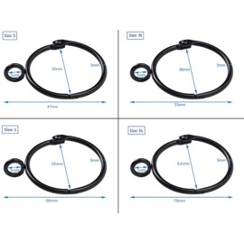 Exporee Pack of 20 Curtain Rings, Metal Curtain Rings Open and Close Hanging Hooks for Curtains and Poles, 63 mm Inner Diameter (Black)