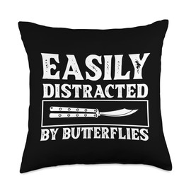 Butterfly Knife Lover Balisong Flipping Butterfly Knife Training Throw Pillow, 18x18, Multicolor