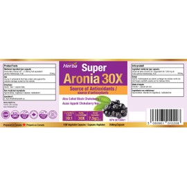 Herba Herba Aronia Berry Extract C 120 Capsules | 7,500mg Equivalent Per Capsule - 30:1 Extract | Black Chokeberry Supplement | 100% Natural Aronia Berry Powder in Vegetable Capsule | Made in Canada