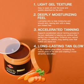 Intensive Tanning Gel - Premium Sunbed Tanning Accelerator Cream - Tan Accelerator with Coconut Oil and Vitamin A & E - Self Tanner Oil for Easy Application - Achieve Natural & Fast Tanning