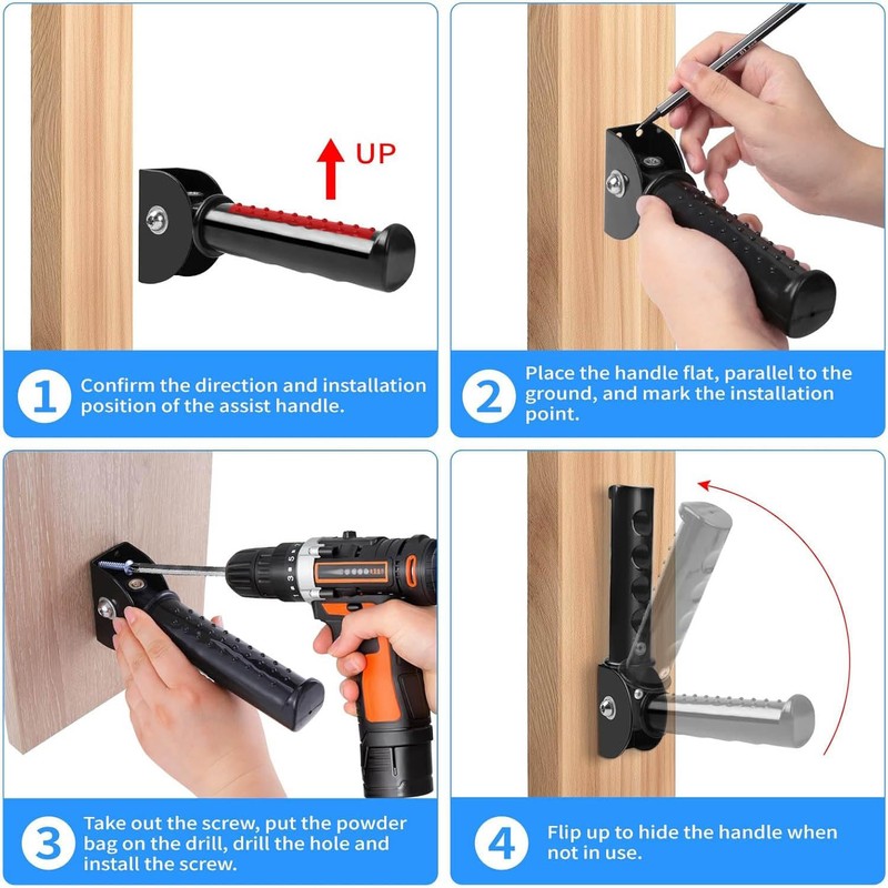 WADY Flip Up Grab Bars for Elderly for Wall, Extended