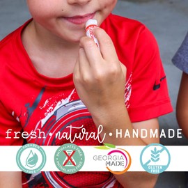 Rinse Bath & Body Fruit Cup Lip Balm Set - Handmade Natural Flavored Lip Balm | Cherry, Grape, Orange & Strawberry | Moisturizing, Soothing & Protecting | Squalane Oil | Gluten Free | 4 pack