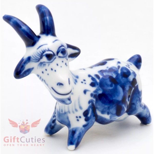 Porcelain gzhel Goat figurine handmade Гжель