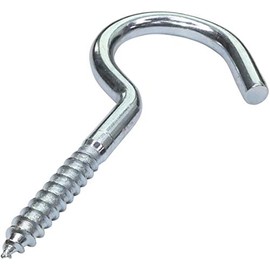 AERZETIX - C47874 - Set of 10 - Screw Hooks for Wood - with Wood Thread - Diameter 6.2 x 90 mm - Galvanised Steel - DIY - Length without Hooks 50 mm