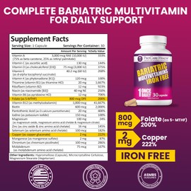 ProCare Health Procare Health Bariatric Multivitamin with Iron Free (30 Fast Dissolving Veggie Capsule) - Bariatric Vitamins for Gastric Sleeve & Gastric Bypass, Bariatric Multivitamin Without Iron (1 Month Supply)*