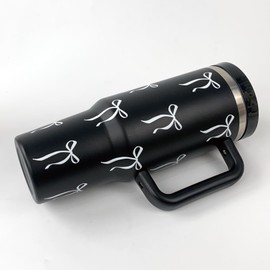 Luxape Bow Tumbler 40 oz | Leakproof Flip Straw Lid & Handle | Insulated Stainless Steel Travel Cup | BPA-Free | Cup Holder Compatible | Vivid Violet Fade (Black, 40oz)