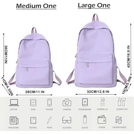 YXQSED Medium School Backpack Womens, Causal Travel School Bags for Teenage Girls Lightweight Rucksack Water Resistant Bookbag for College Womens Mens Purple