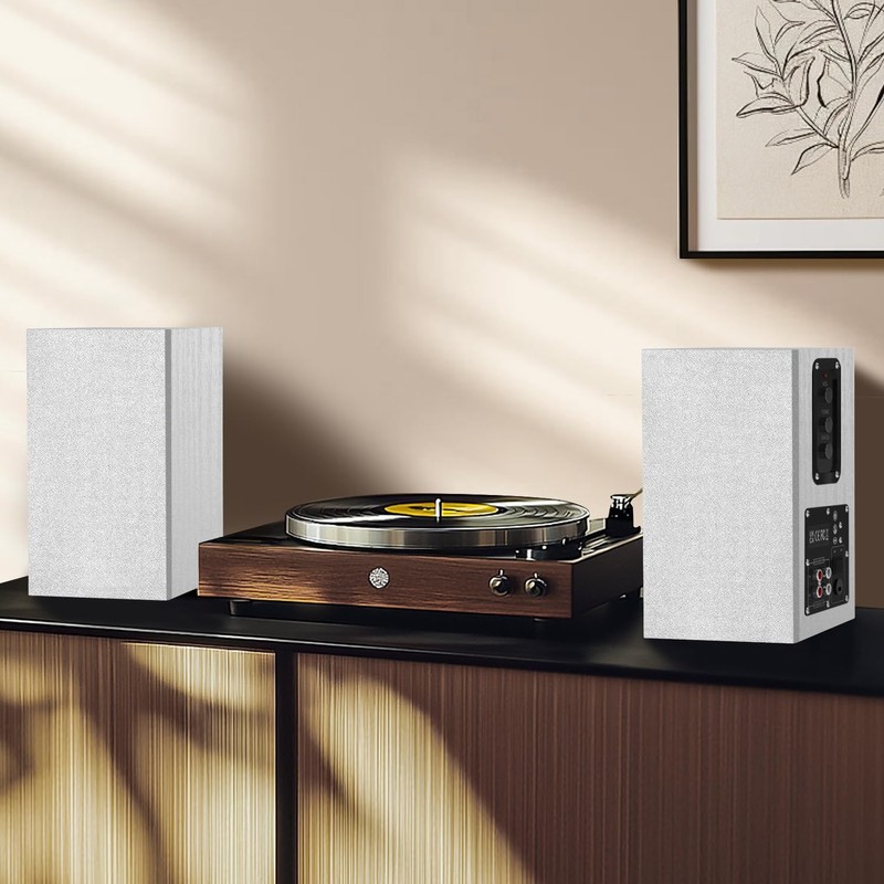 Elimavi 30W X 2 Powered Bookshelf Speakers - 3.5-RCA Input