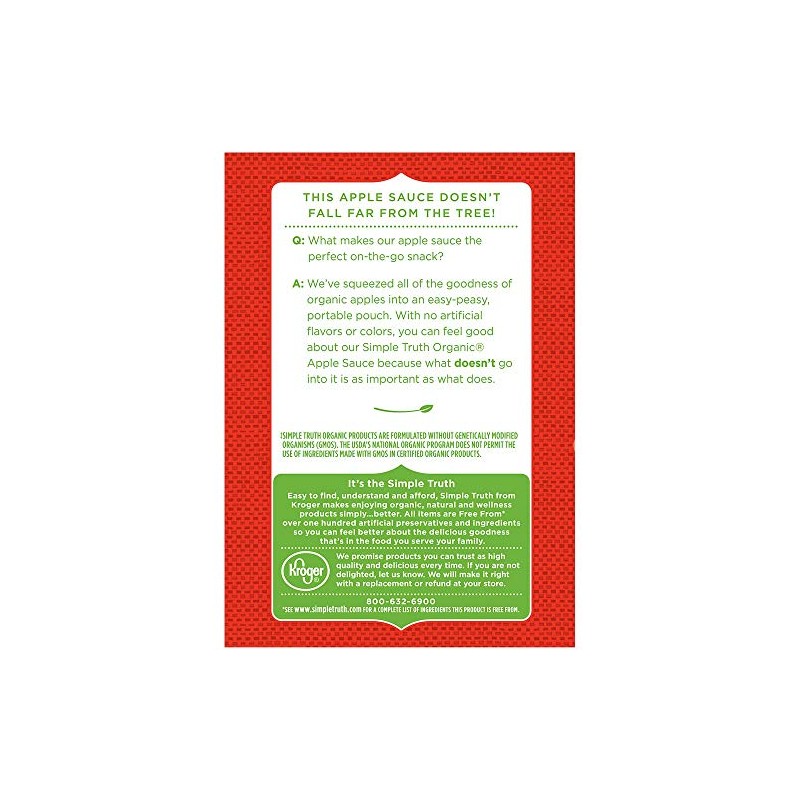 Simple Truth Organic Applesauce Pouches Variety Pack (6 Unsweetened &