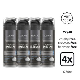 ABOVE Shaving Foam Elements, Carbon Activated, 4 pcs - Shaving Cream - With Activated Charcoal - Hydrates and Controls Oiliness - For All Skin Types