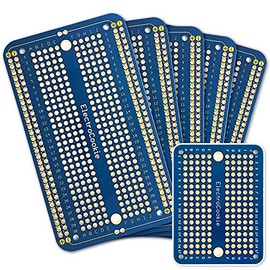 ElectroCookie Solderable Breadboard PCB Board for Electronics Projects Compatible for DIY Arduino Soldering Projects, Gold-Plated (5 Pack + 1 Mini Board, Blue)