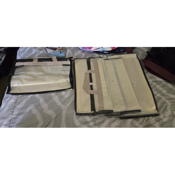 Unbranded Set Of 4 New Hanging Closet Storage Bag Beige