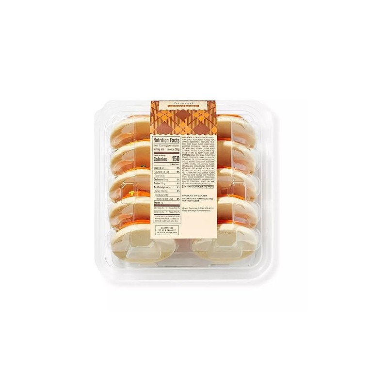 Frosted Sugar Cookies (Orange) - 13.5oz/10ct - FrostyDelights (Pack of