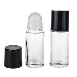 ConStore 2 Pcs 50ml/1.7oz Glass Deodorant Roller Bottle Empty Roll On Bottles Deodorant Containers DIY Rollerball Bottles For Sunscreen Moisturizer Cosmetics
