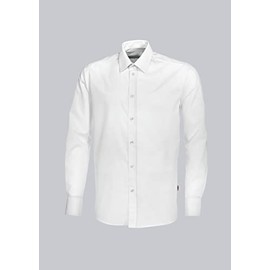 BP 1563-682-21-39/40 Men's Shirt, Long Sleeves with Cuffs, 125.00 g/m² Fabric Blend with Stretch, White, 39/40