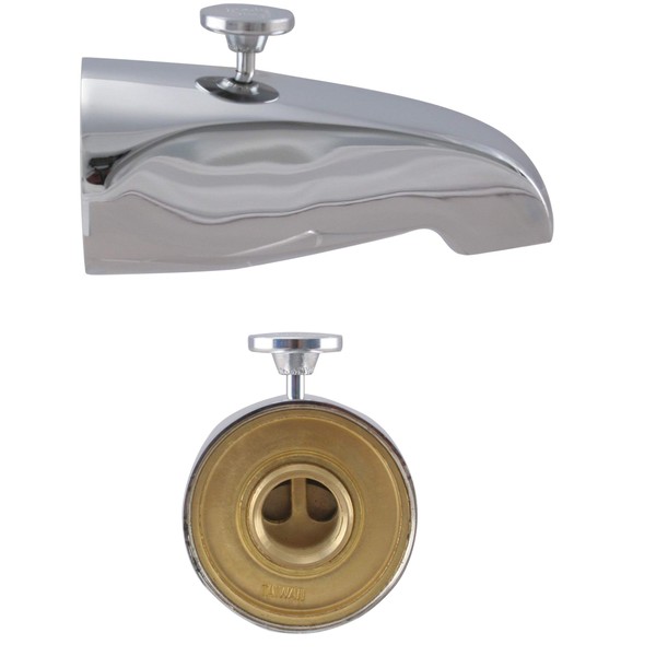 Westbrass 531D-12R 5-1/8" Diverter Tub Spout with 1/2 Inch or 3/4 Inch Rear Inlet, 5.125, Polished Chrome