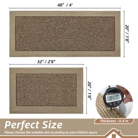 BEQHAUSE Kitchen Rugs and Mats Set of 2 Non-Slip Kitchen Mats for Floor, Absorbent and Stain Resistant Kitchen Runner, Machine Washable Rugs for Kitchen, Laundry & Sink, 20"x32"+20"x48", Taupe