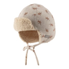 Sterntaler Teddy Plush Aviator Hat - Warm Lumberjack Hat with Small Attached Ears, natural