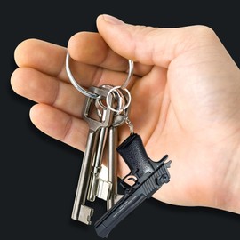 Metal Tactical Keychain,Cool Little Gun Model Key Ring Pendants Small Light,Gift for Family,Son,Non-Functional Mini Keychain