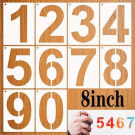 8Inch 0-9 Large Number Stencils Set,10Pcs Reusable Painting Number Templates, Curb Address Number Templates,for Mailbox Signs,Road Sign,Door,Cars,Trucks,Home, Window,Game,etc.(8" Tall)