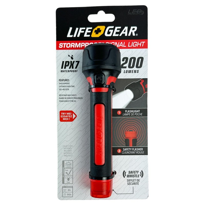 LifeGear Stormproof Signal Light with Rubberized Grip | Red Safety