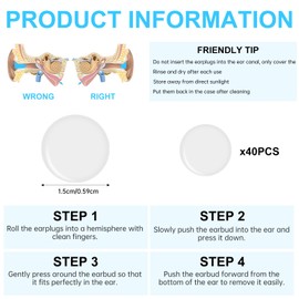 40 PCS Soft Moldable Silicone Earplugs, Silicone Ear Plugs for Sleeping, Noise Cancelling Reduction Earplugs for Swimming, Travel, Snoring, Concerts, Studying, Airplane, Motorcycle, Clear