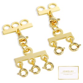 Necklace Layering Clasps 14K Gold Necklace Separator for Layering Connectors for Multiple Necklaces（2 PCS）