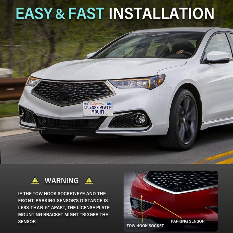 Durable Front License Plate Holder Compatible with Acura 2015-up TLX