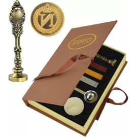 Vintage Classic Wax Sealing Stamp Seal Maker Antique Initial Letter Set Brass -N